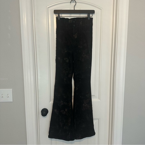 Free People Flare Jeans Pants Black Metallic Grunge Boho Festival Size 28 - Picture 4 of 7